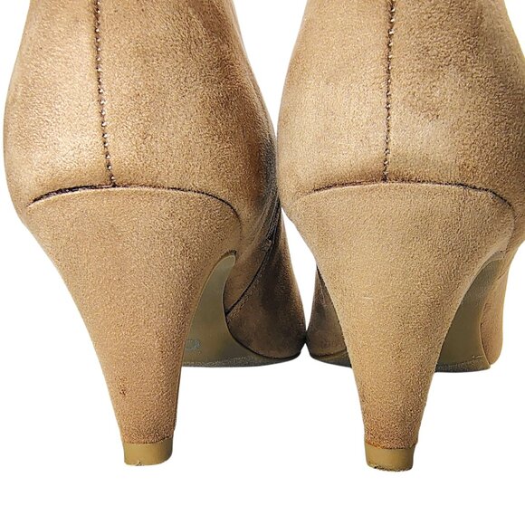 Dolce Vita Sabryna Suede Pointed Toe Ankle Boots | Size 7 | Tan Zip Heels - Picture 8 of 10